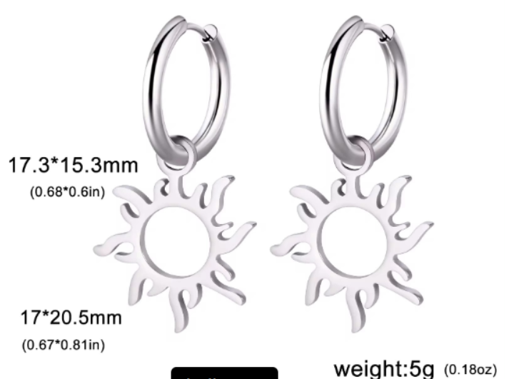 Sunflower Earrings in Stainless Steel for Men & Women
